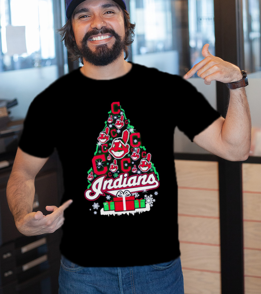 Cleveland Indians Christmas Tree Holiday T-Shirt