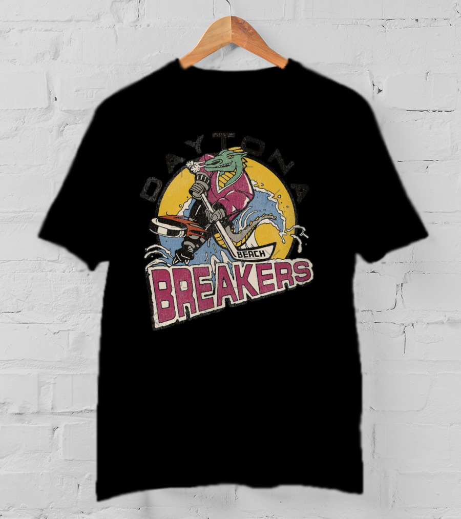 Daytona Beach Breakers Retro Ice Hockey Mascot Surfing T-Shirt