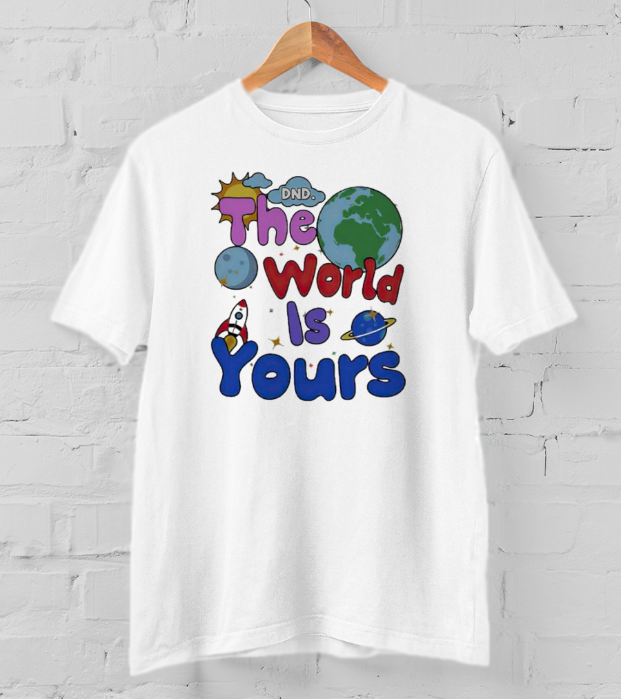 Dnd The World Is Yours Earth Moon Rocket Saturn T-Shirt