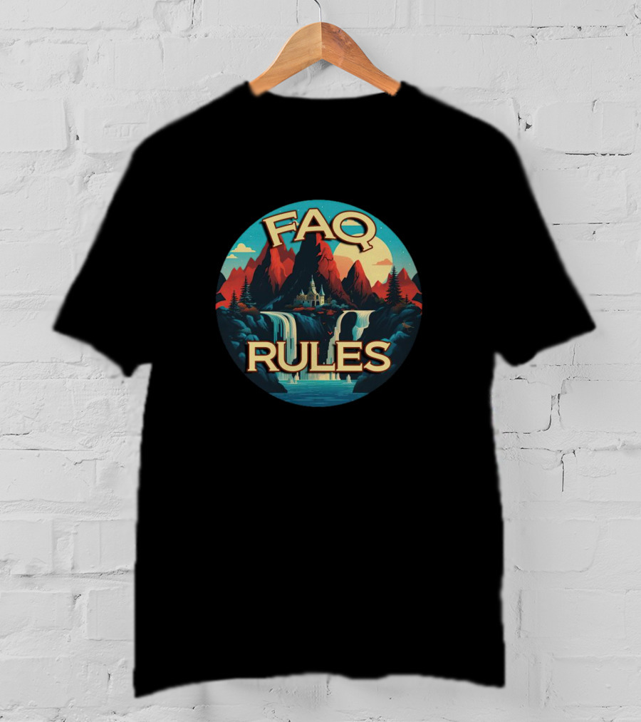 FAQ Rules Mountain Waterfall Landscape T-Shirt