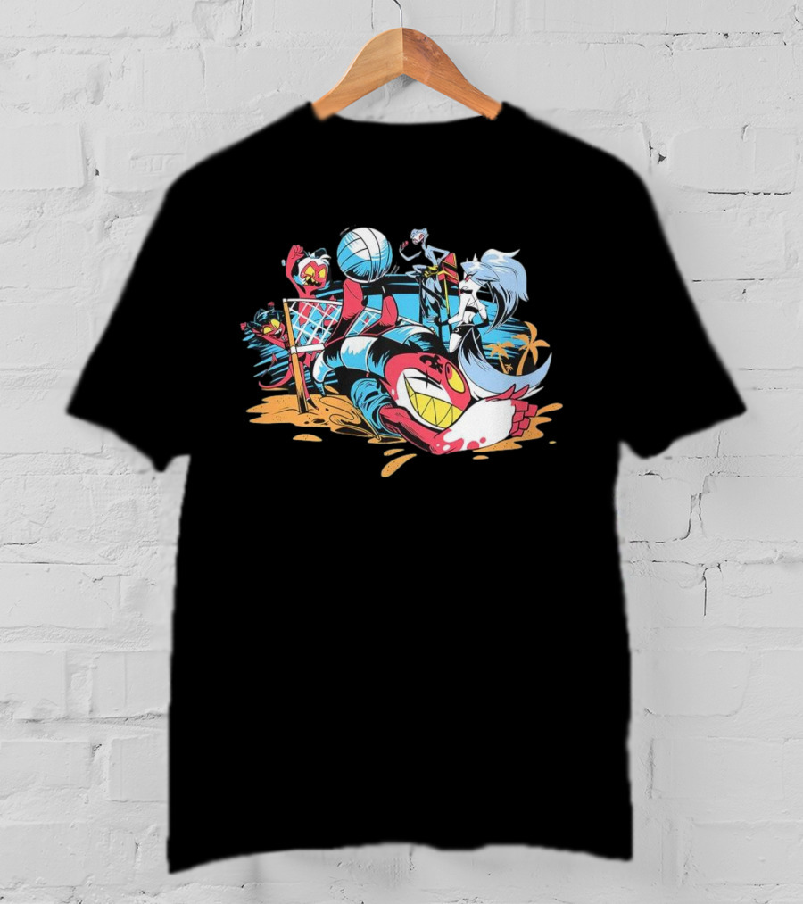 IMP Summer Beach Volleyball Cartoon Characters Fun T-Shirt