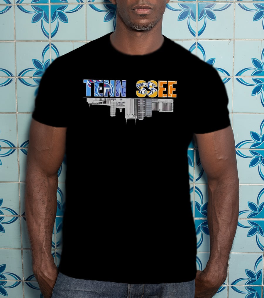 Tennessee Upside City With Team Colors And Skyline T-Shirt