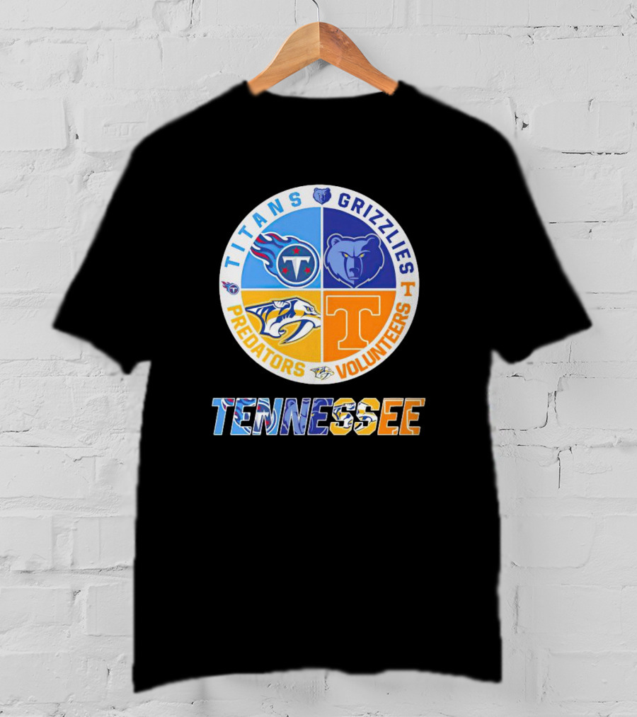 Tennessee Titans Grizzlies Predators Volunteers Sports Team T-Shirt