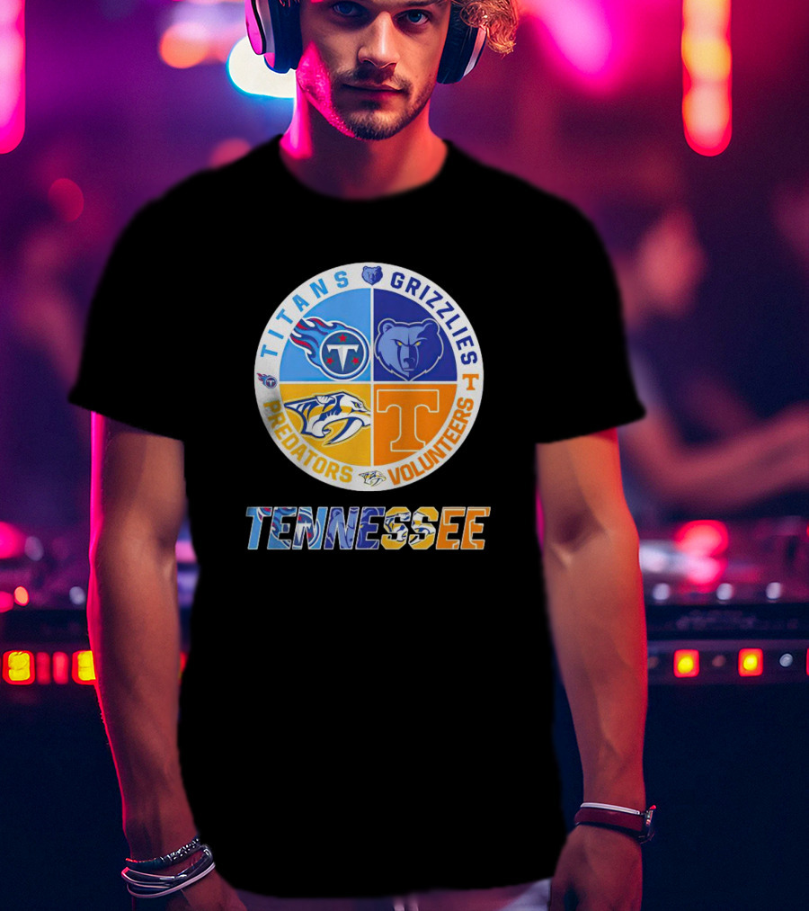 Tennessee Titans Grizzlies Predators Volunteers Sports Team T-Shirt