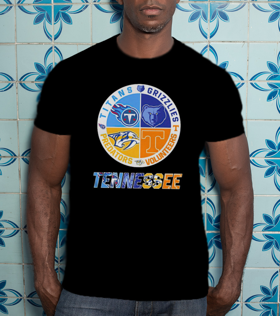 Tennessee Titans Grizzlies Predators Volunteers Sports Team T-Shirt
