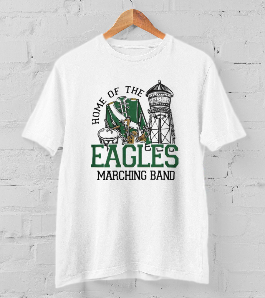 Home Of The Eagles Marching Band With Drum And Water Tower T-Shirt