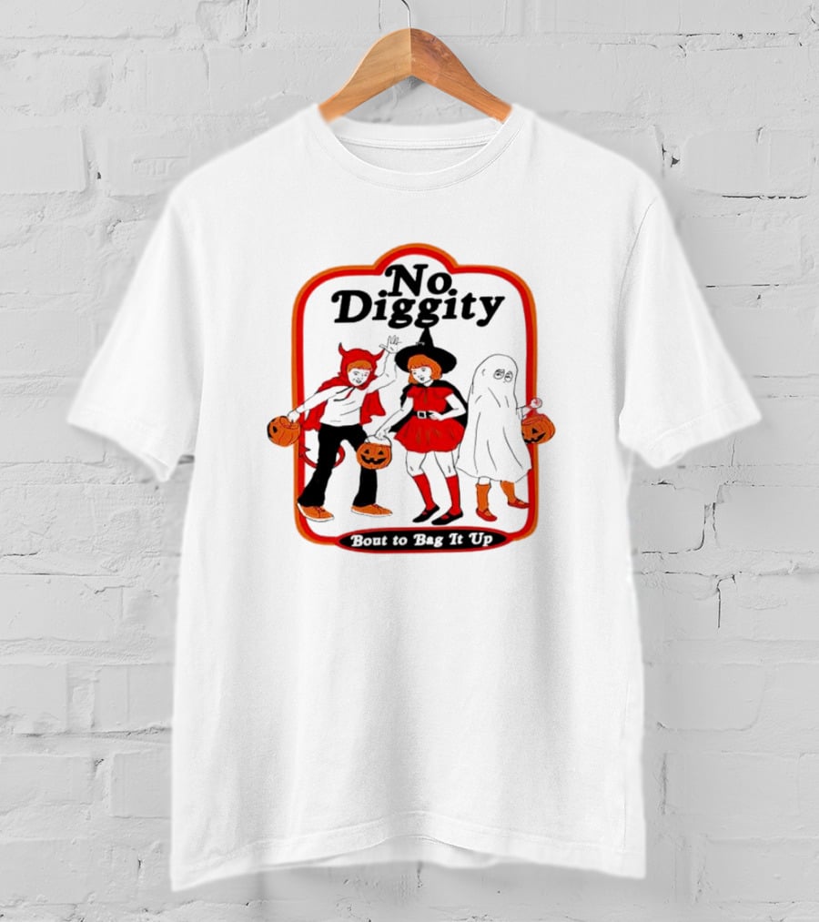 No Diggity Bout To Bag It Up Halloween Costume Trio With Pumpkins T-Shirt