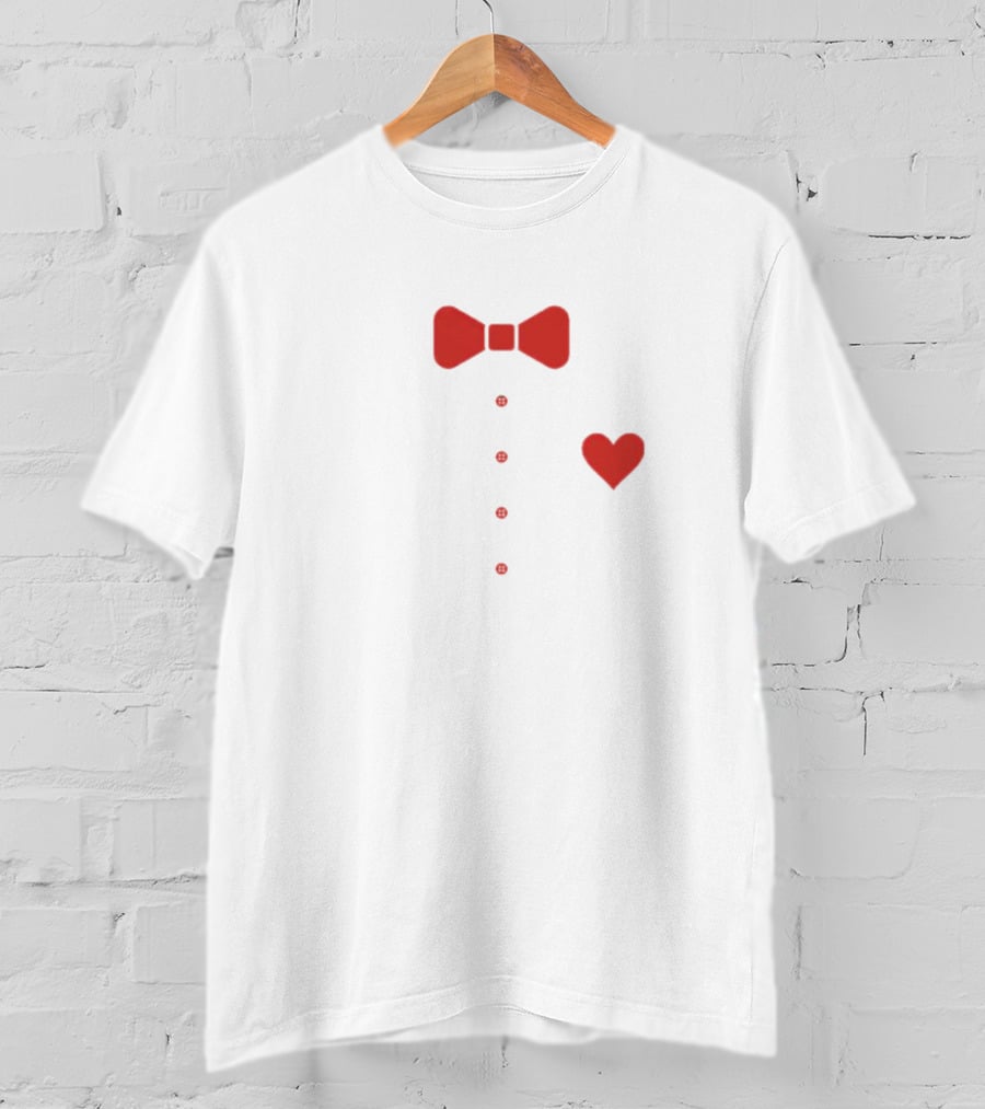 Pee Wee Bow Tie Red Heart Buttons T-Shirt