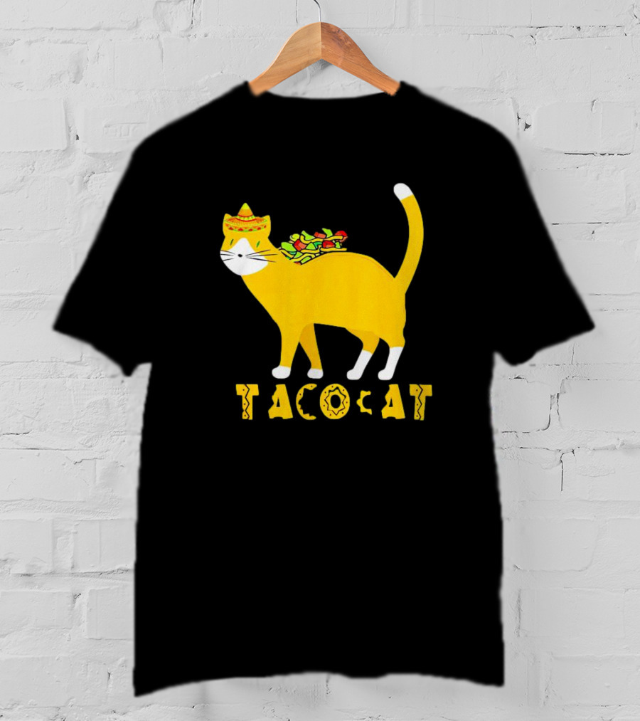 Tacocat Wearing Sombrero With Taco Filling Back T-Shirt