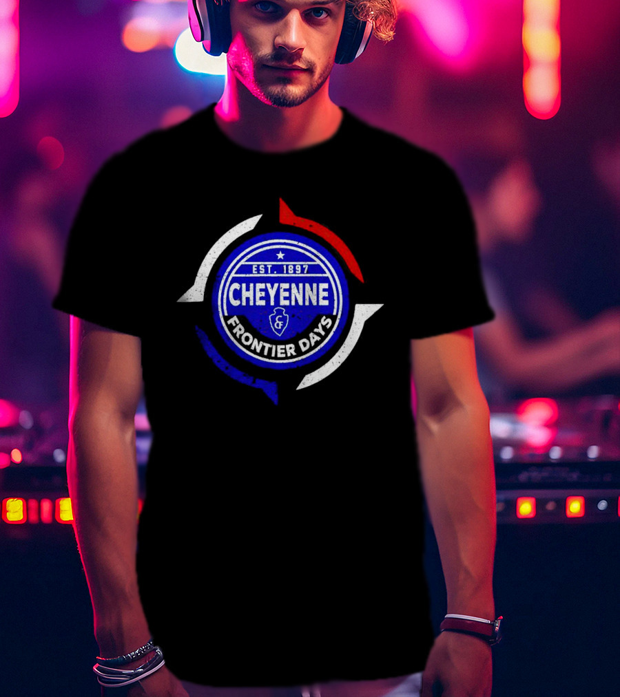 Cheyenne Frontier Days Est 1897 Circular Emblem Red White Blue T-Shirt