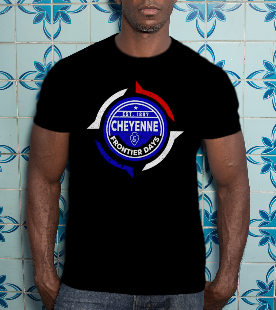 Cheyenne Frontier Days Est 1897 Circular Emblem Red White Blue T-Shirt