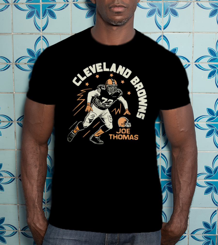 Cleveland Browns Joe Thomas 73 Football Star Icon Run T-Shirt