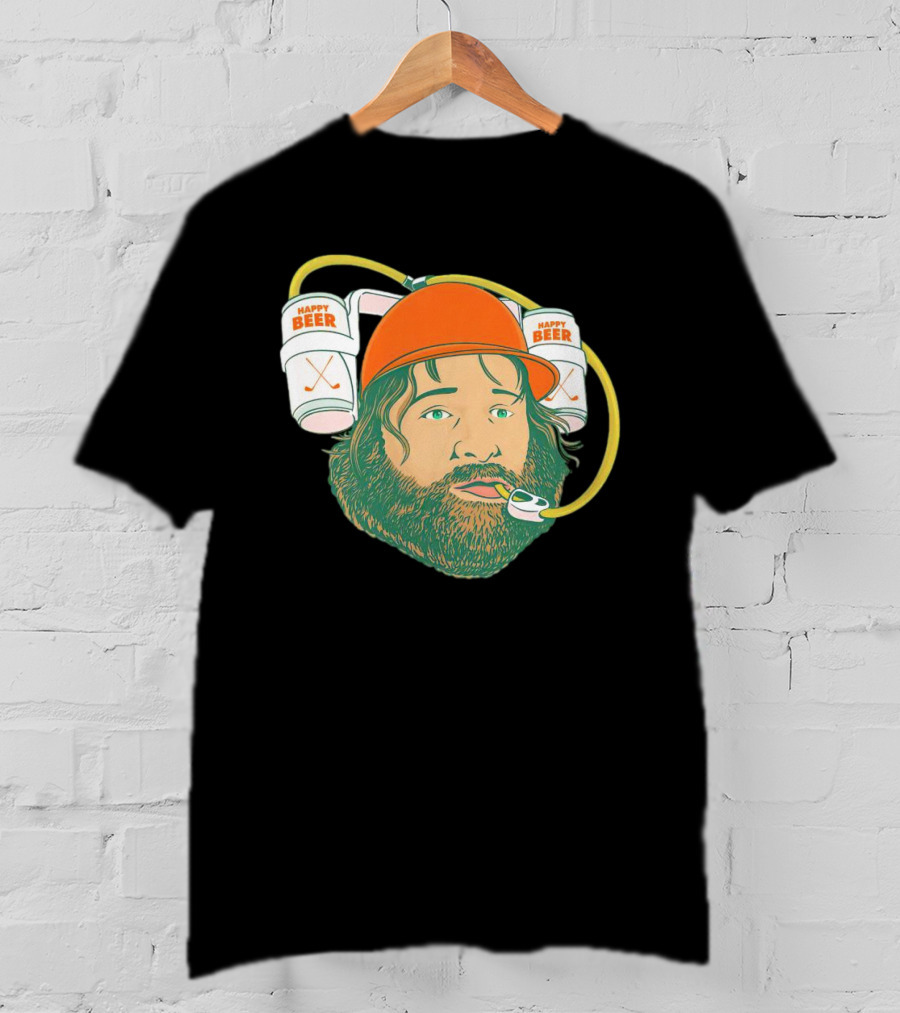 Happy Beer Man Drinks Beer With Helmet And Straws T-Shirt