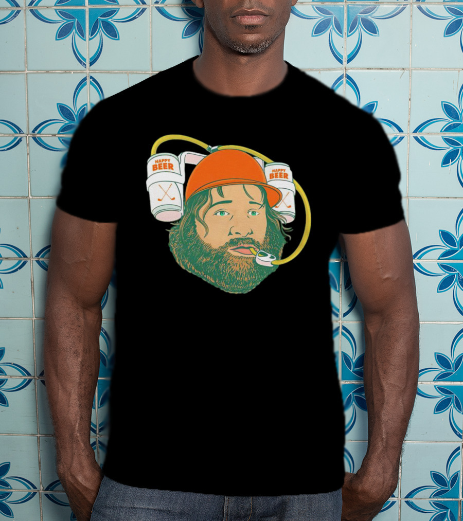 Happy Beer Man Drinks Beer With Helmet And Straws T-Shirt