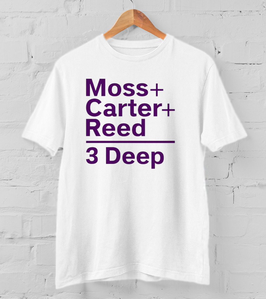 Moss Carter Reed 3 Deep Purple Text T-Shirt