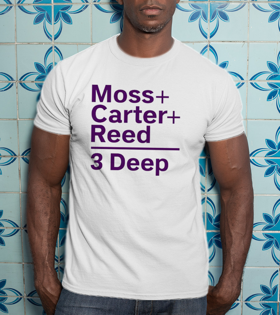 Moss Carter Reed 3 Deep Purple Text T-Shirt