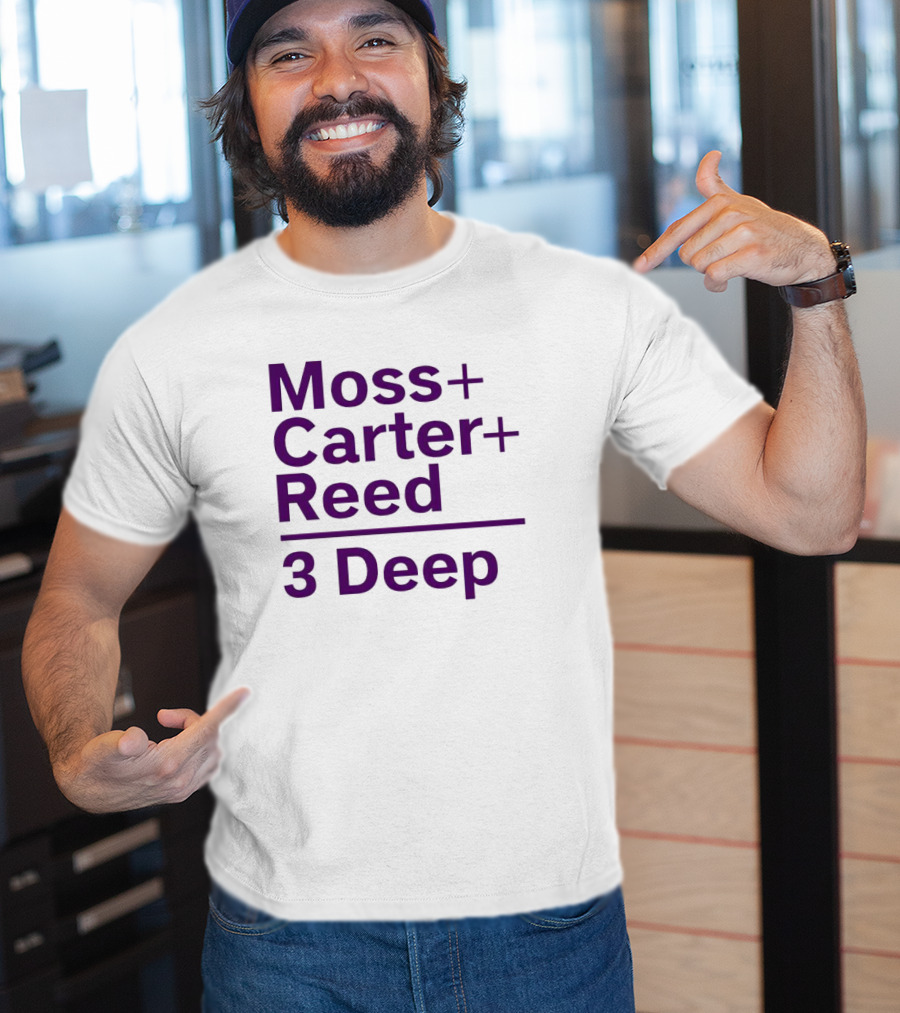 Moss Carter Reed 3 Deep Purple Text T-Shirt