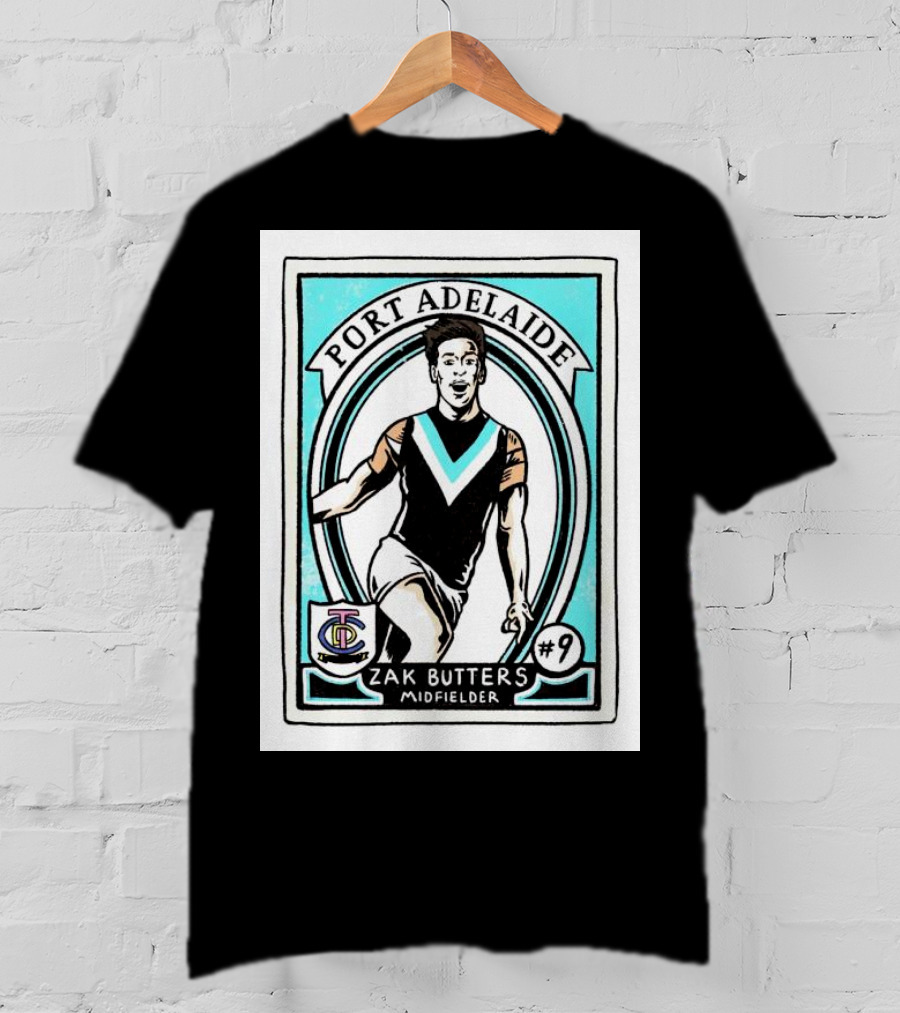 Port Adelaide Zak Butters #9 Midfielder Card T-Shirt