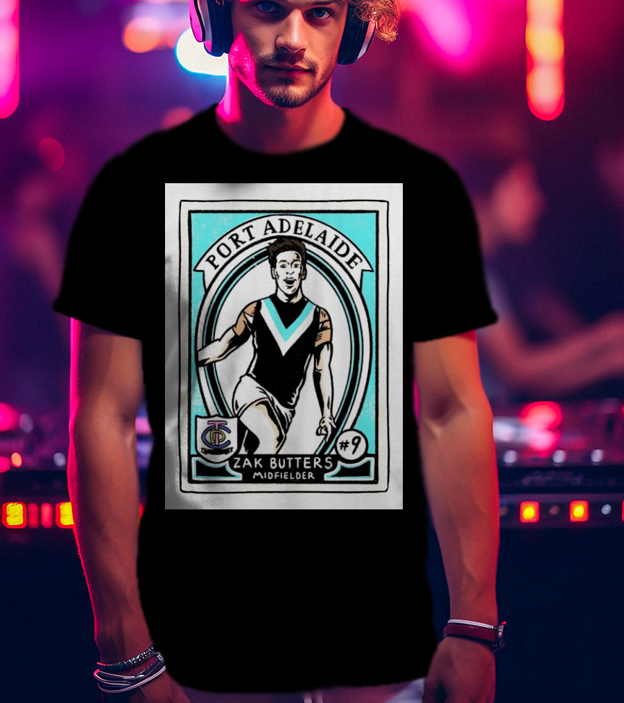 Port Adelaide Zak Butters #9 Midfielder Card T-Shirt