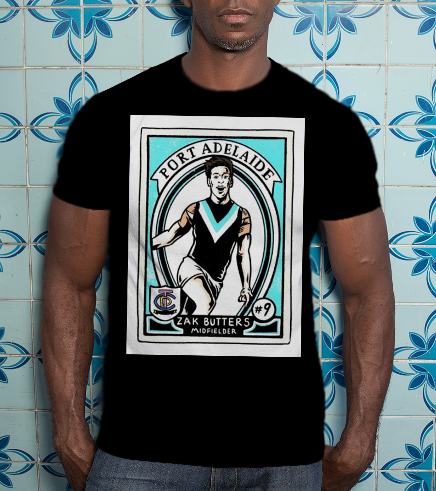 Port Adelaide Zak Butters #9 Midfielder Card T-Shirt