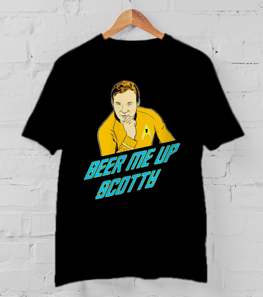 Beer Me Up Scotty Star Trek Captain Yellow Uniform T-Shirt