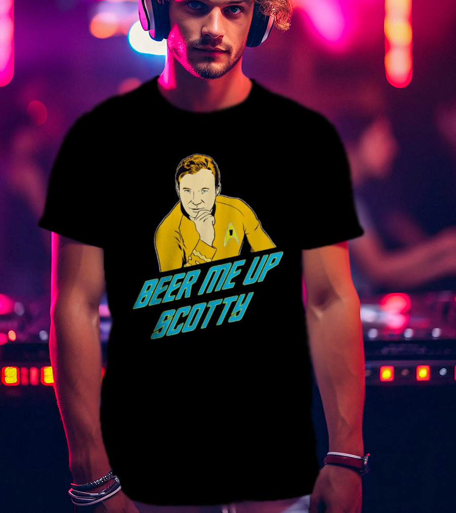 Beer Me Up Scotty Star Trek Captain Yellow Uniform T-Shirt