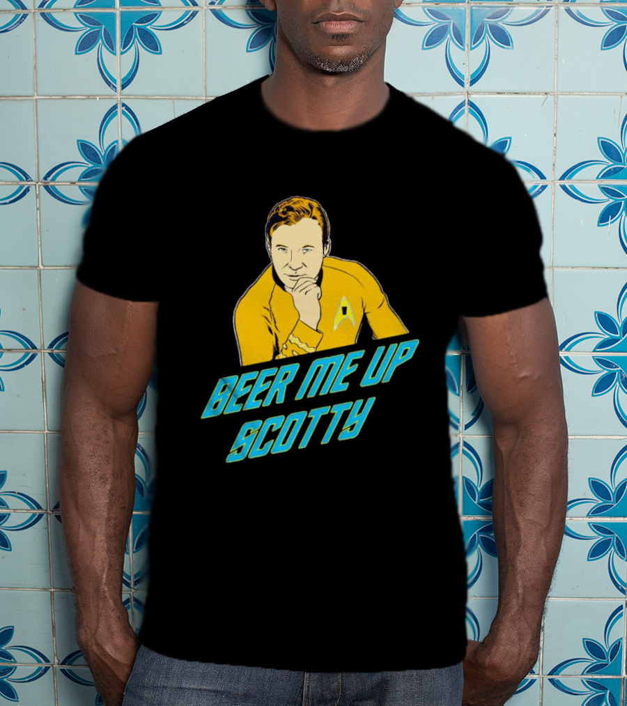 Beer Me Up Scotty Star Trek Captain Yellow Uniform T-Shirt