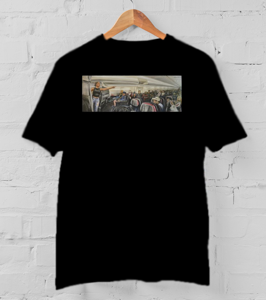 Airplane Passenger Incident Woman Pointing Towards Bigfoot Onboard T-Shirt