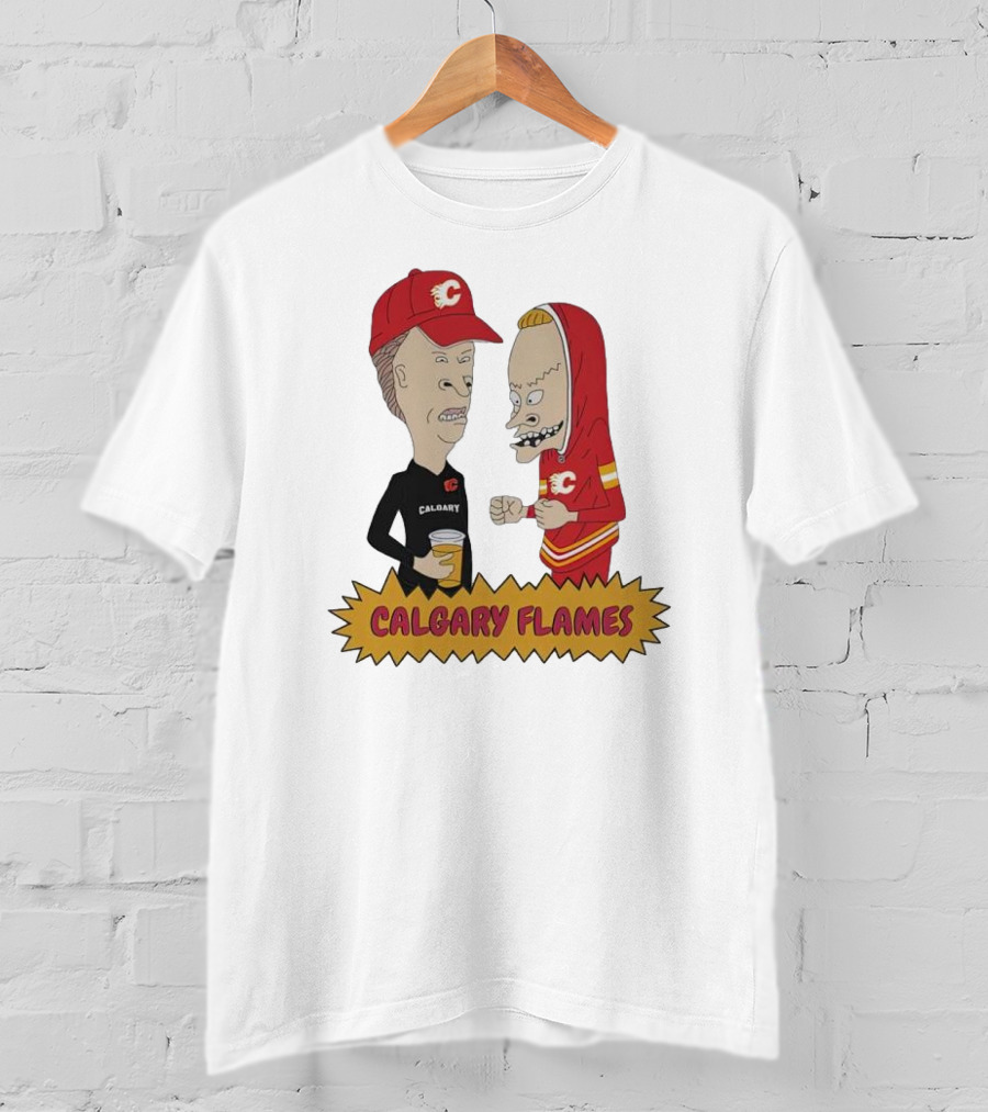 Beavis And Butt-Head Calgary Flames Hockey Fan Characters T-Shirt