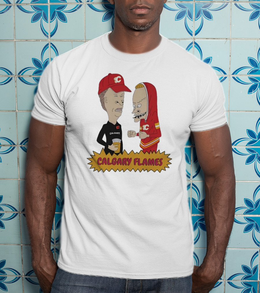 Beavis And Butt-Head Calgary Flames Hockey Fan Characters T-Shirt