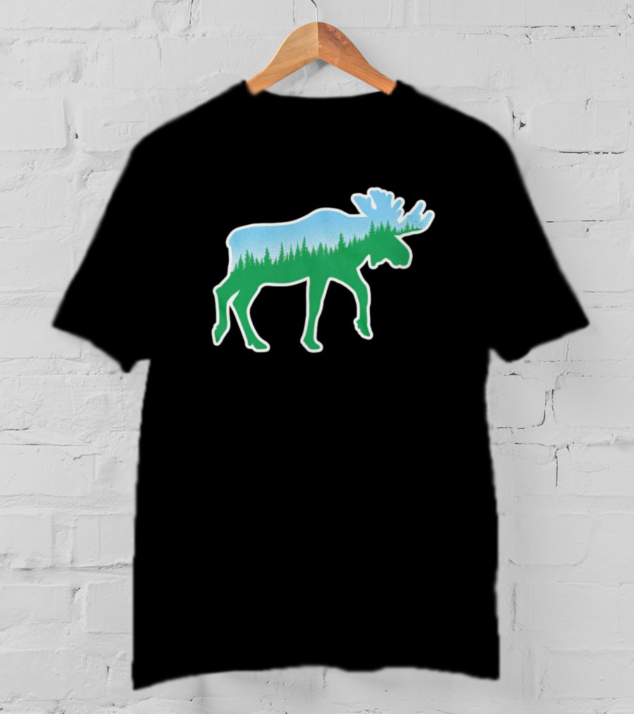Moose Tree Forest Skyline T-Shirt