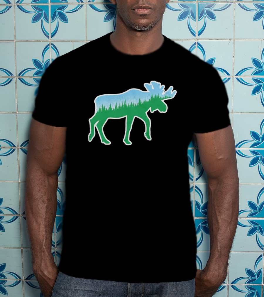 Moose Tree Forest Skyline T-Shirt