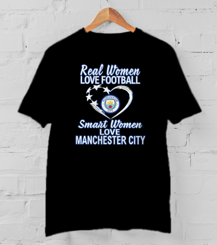 Real Women Love Football Smart Women Love Manchester City Manchester City Badge T-Shirt