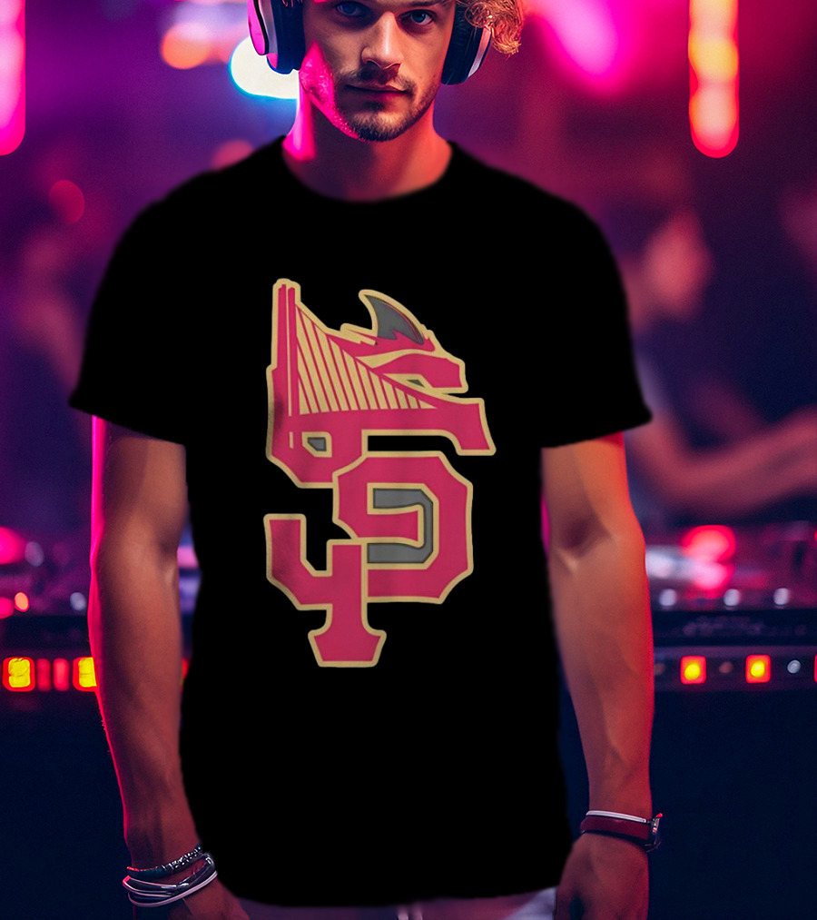 San Francisco 49ers Giants Sharks Warriors Golden Gate Bridge T-Shirt