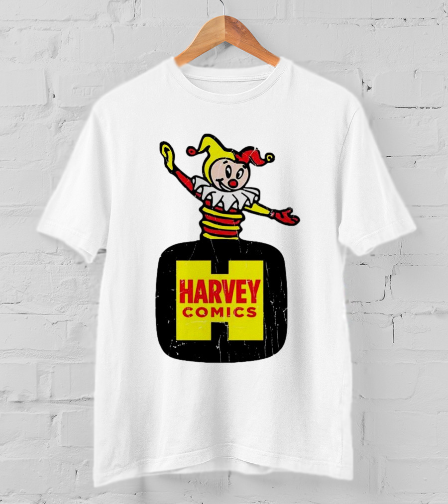 Harvey Comics Jester Logo With Classic Joker Colors T-Shirt