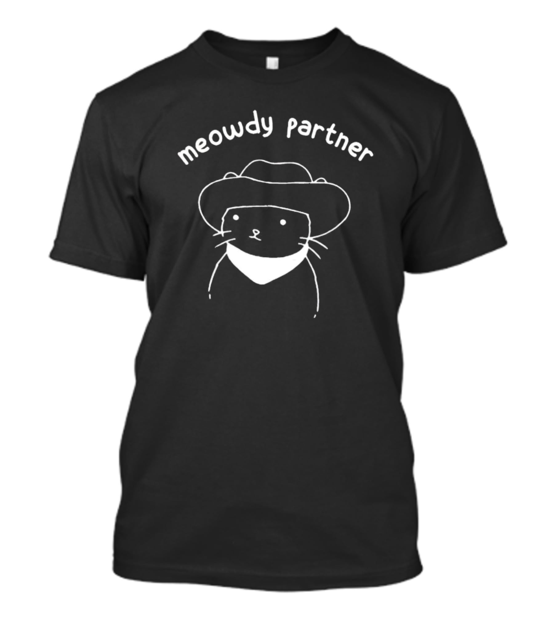 Meowdy Partner Cat Cowboy Bandana Western T-Shirt