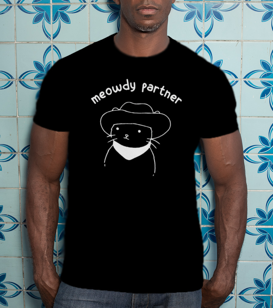 Meowdy Partner Cat Cowboy Bandana Western T-Shirt