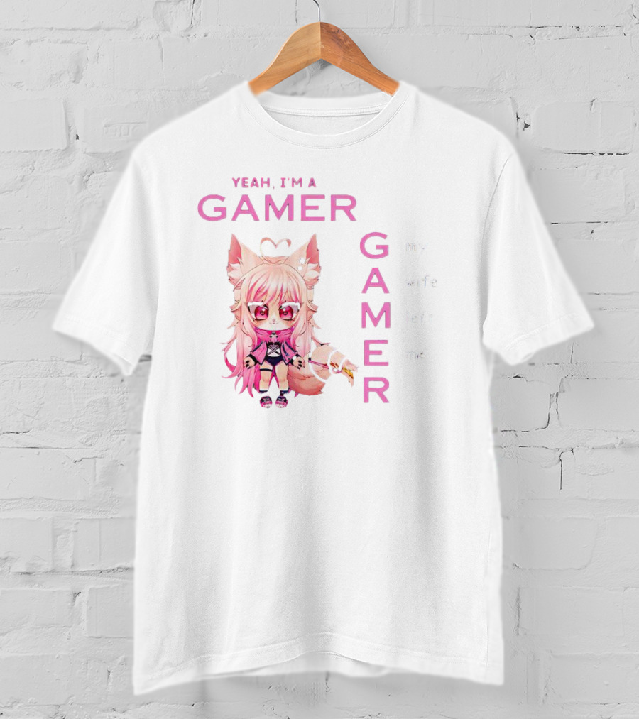 Yeah I'm A Gamer My Wife Left Me Chibi Fox Character T-Shirt