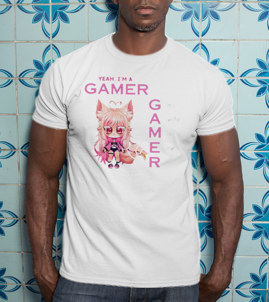 Yeah I'm A Gamer My Wife Left Me Chibi Fox Character T-Shirt
