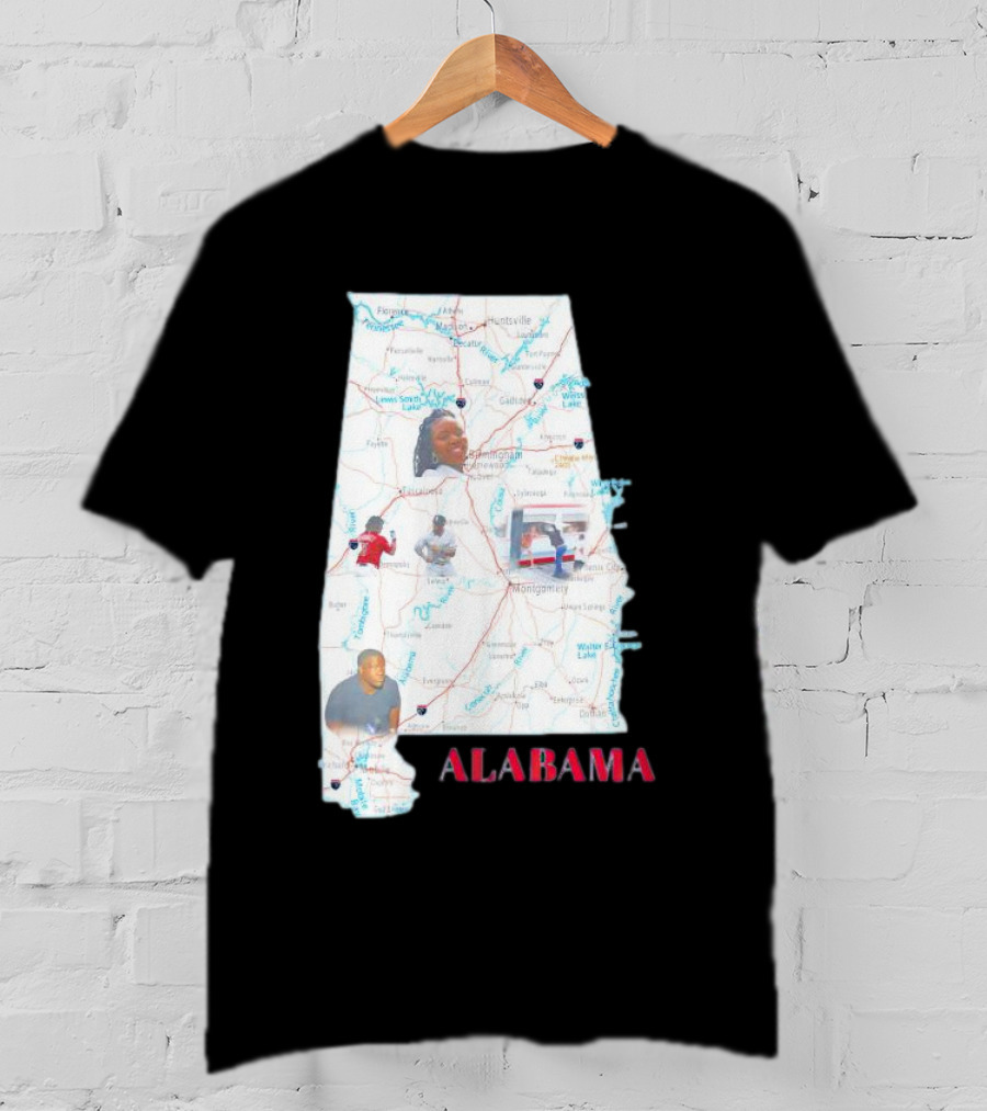 Alabama Map Riverfront Park Dock Brawl Icons T-Shirt