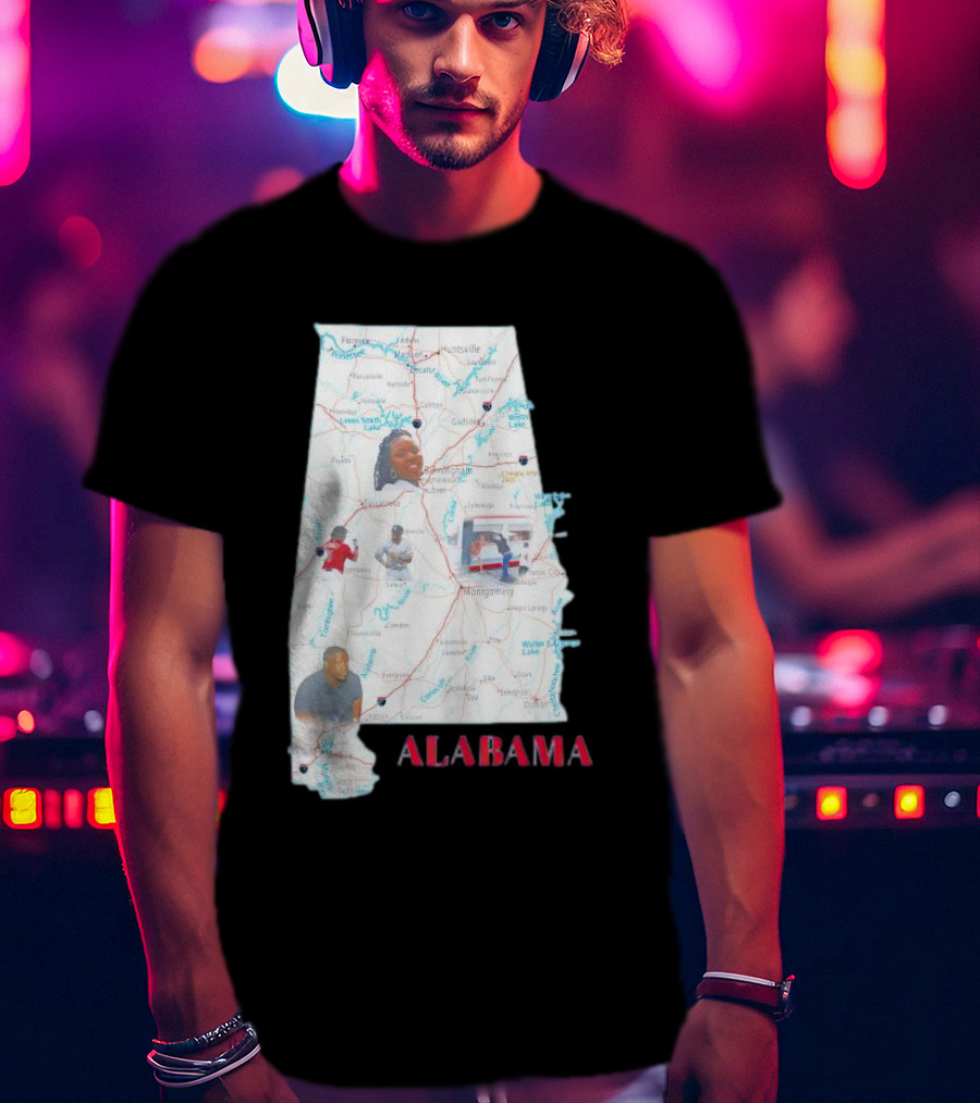 Alabama Map Riverfront Park Dock Brawl Icons T-Shirt