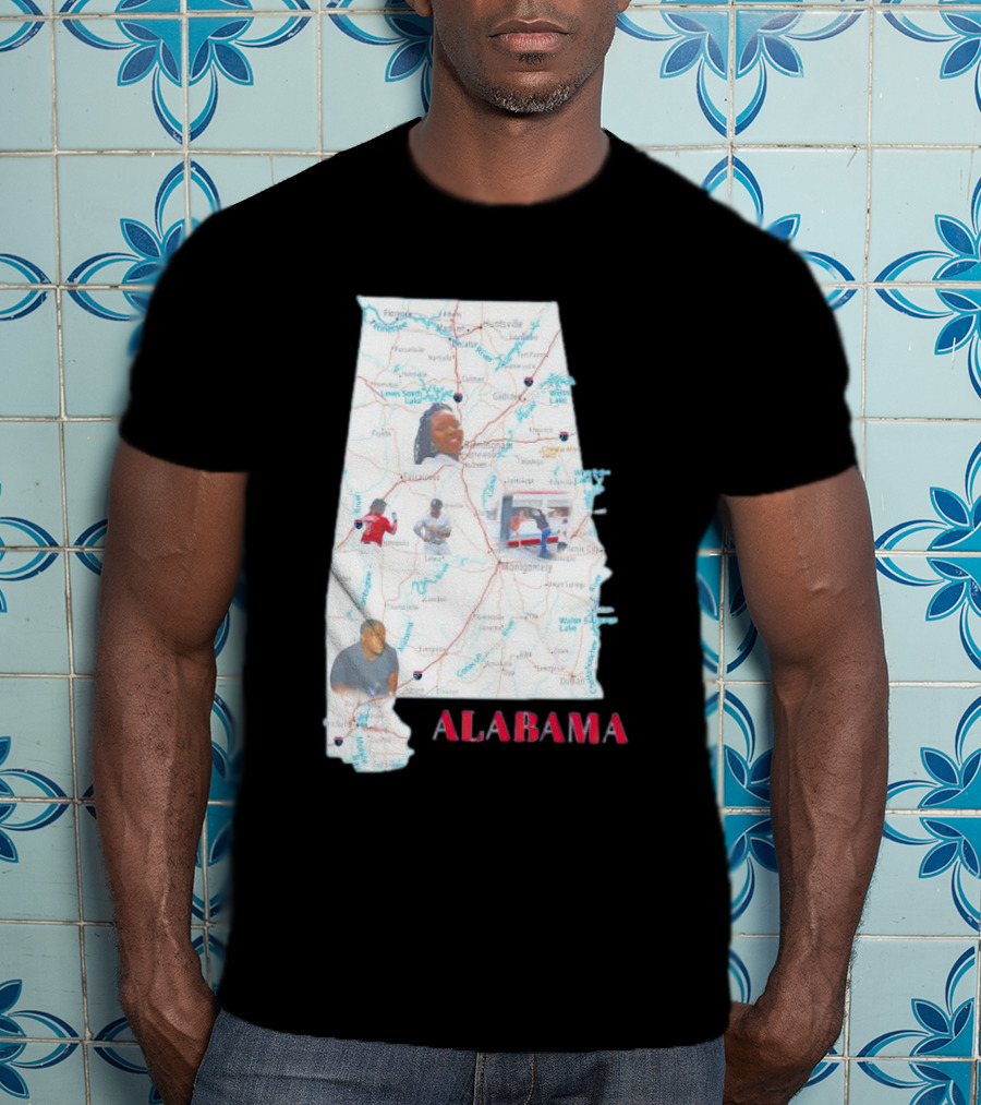 Alabama Map Riverfront Park Dock Brawl Icons T-Shirt