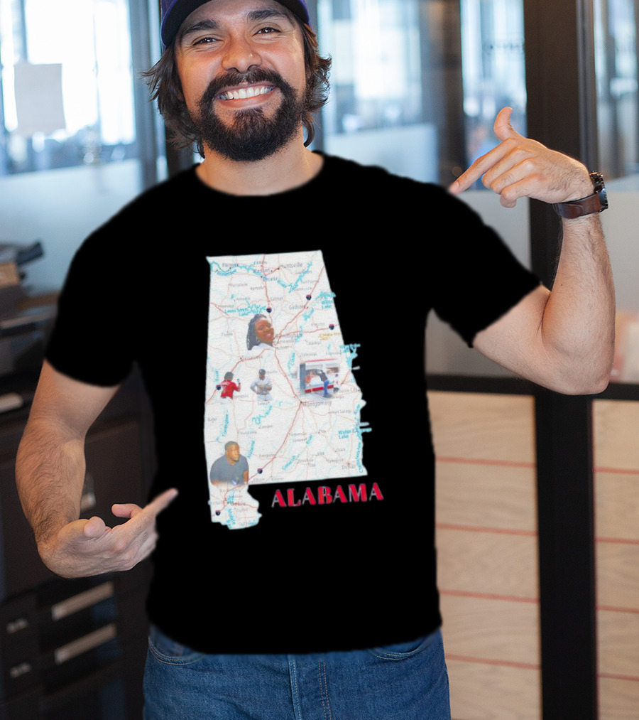 Alabama Map Riverfront Park Dock Brawl Icons T-Shirt