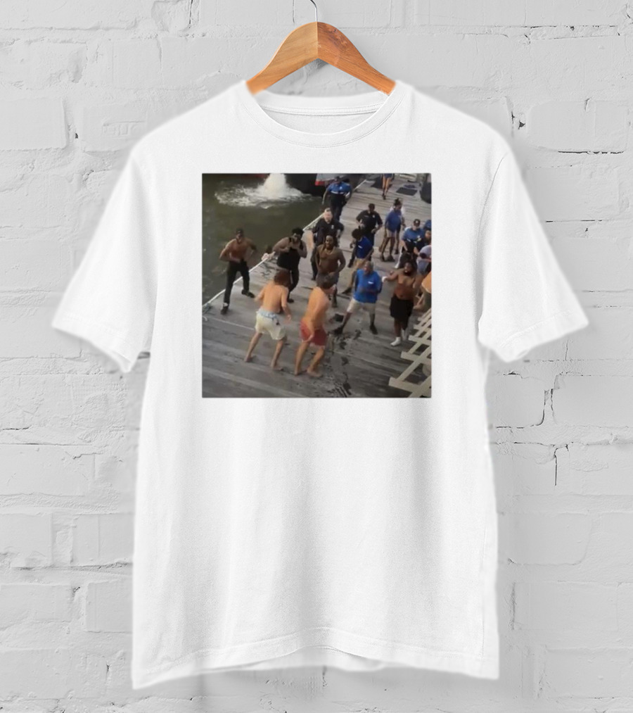Brawl On Dock Montgomery’s Riverfront Park Altercation Scene T-Shirt