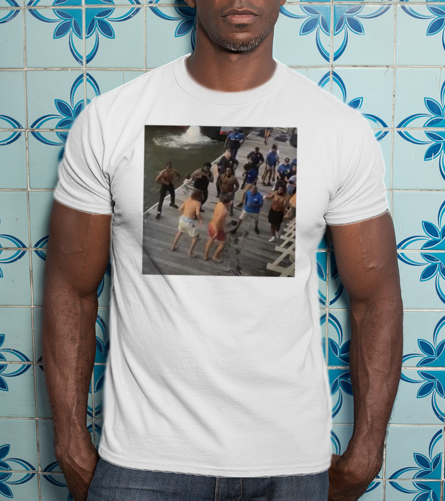 Brawl On Dock Montgomery’s Riverfront Park Altercation Scene T-Shirt