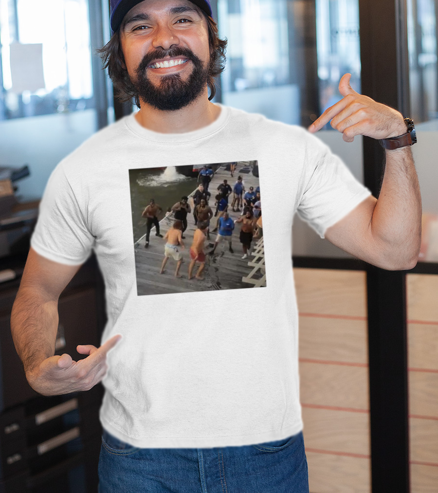 Brawl On Dock Montgomery’s Riverfront Park Altercation Scene T-Shirt