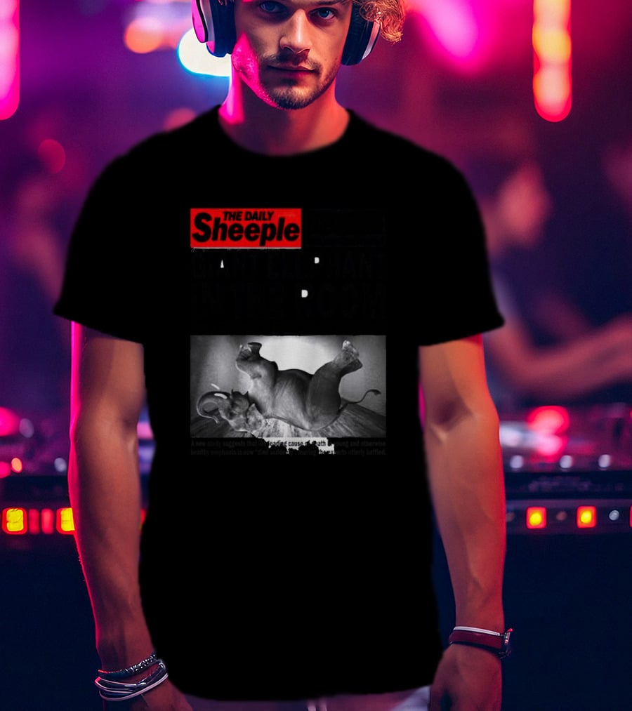 The Daily Sheeple Giant Elephant In The Room Dies Of Sudden Elephant Death Syndrome Free Insect Burger T-Shirt