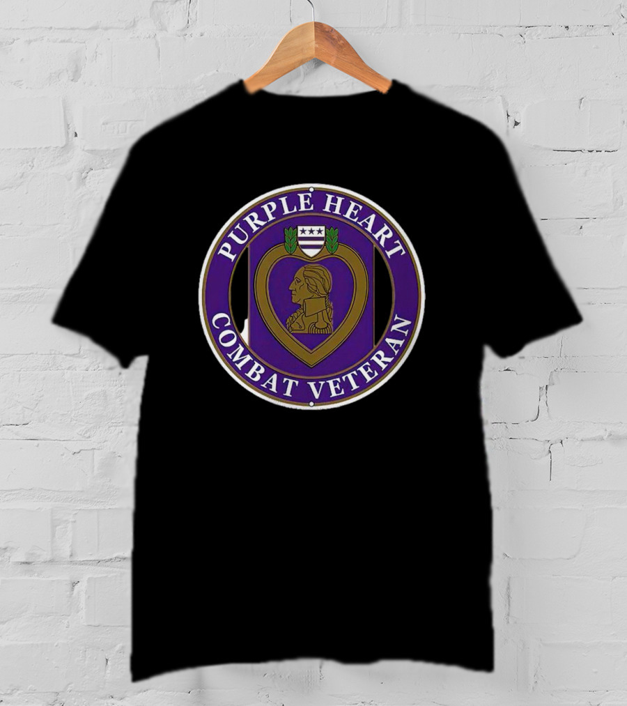 Purple Heart Combat Veteran Emblem Oval Badge T-Shirt