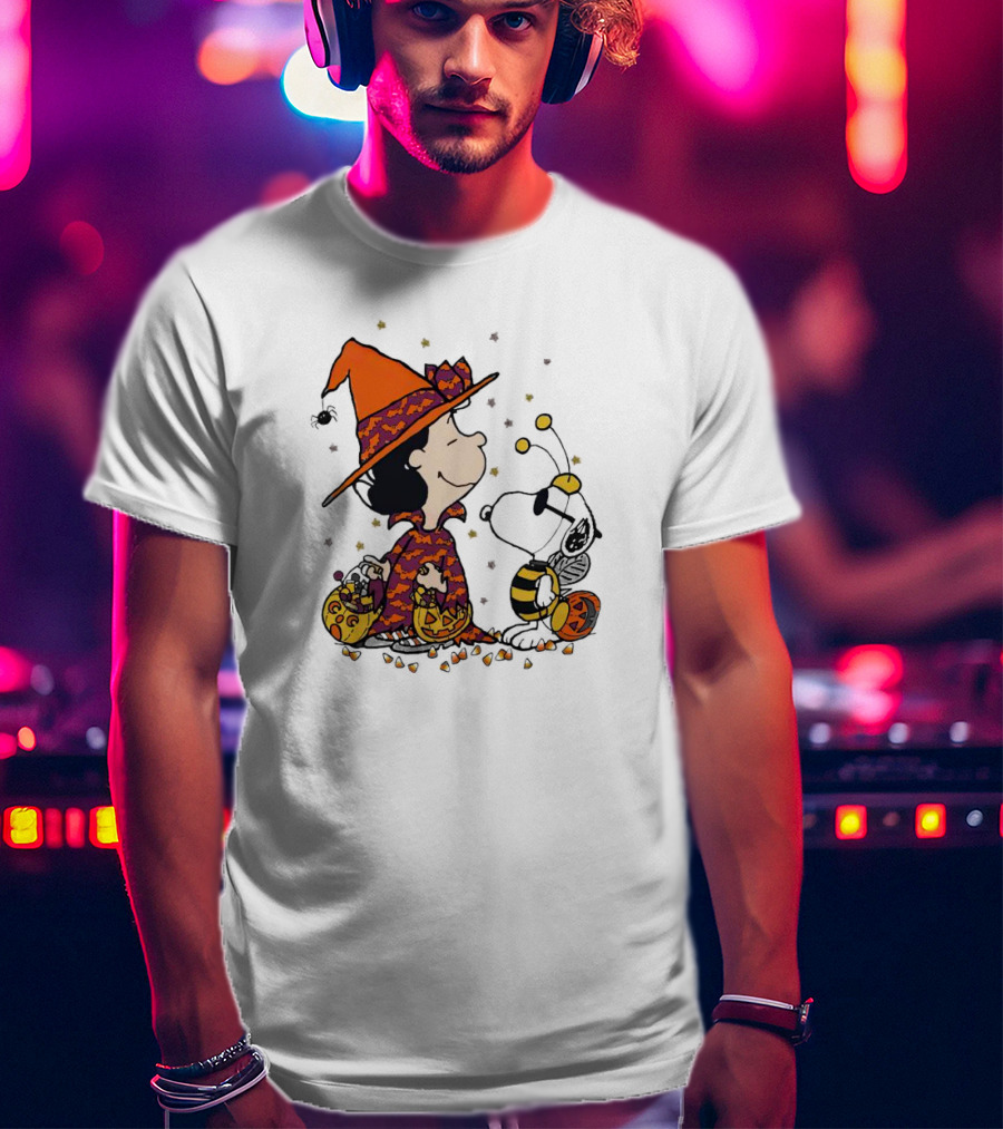Snoopy Halloween Witch And Bee Pumpkins T-Shirt