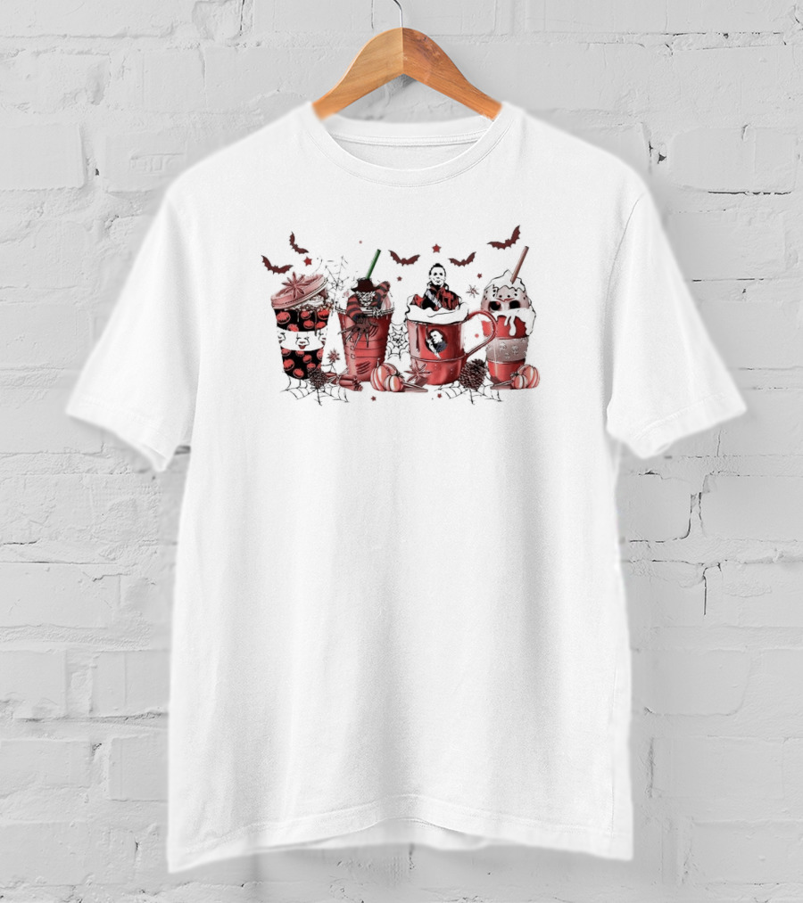 Horror Halloween Pumpkin Cat Bat Coffee Cups T-Shirt